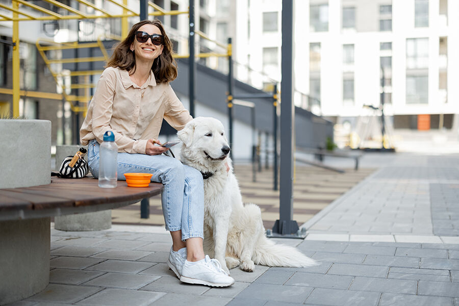 Woman sitting with her dog